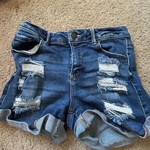 Wax Jean Blue Distressed Jean Shorts